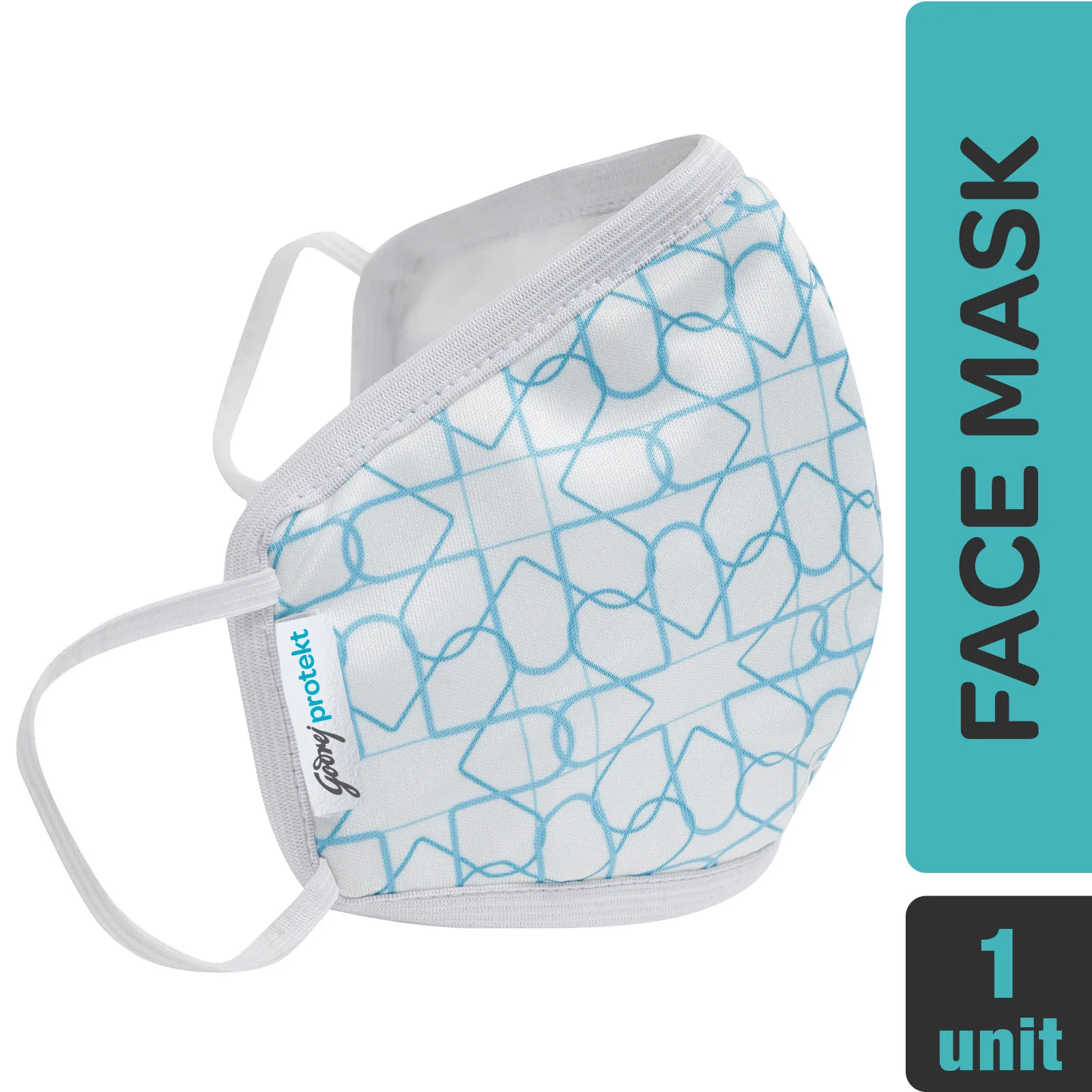 Godrej Protekt P-W95 Reusable Face Mask With 6 Layer Germ Shield Technology - White Aqua(Large)