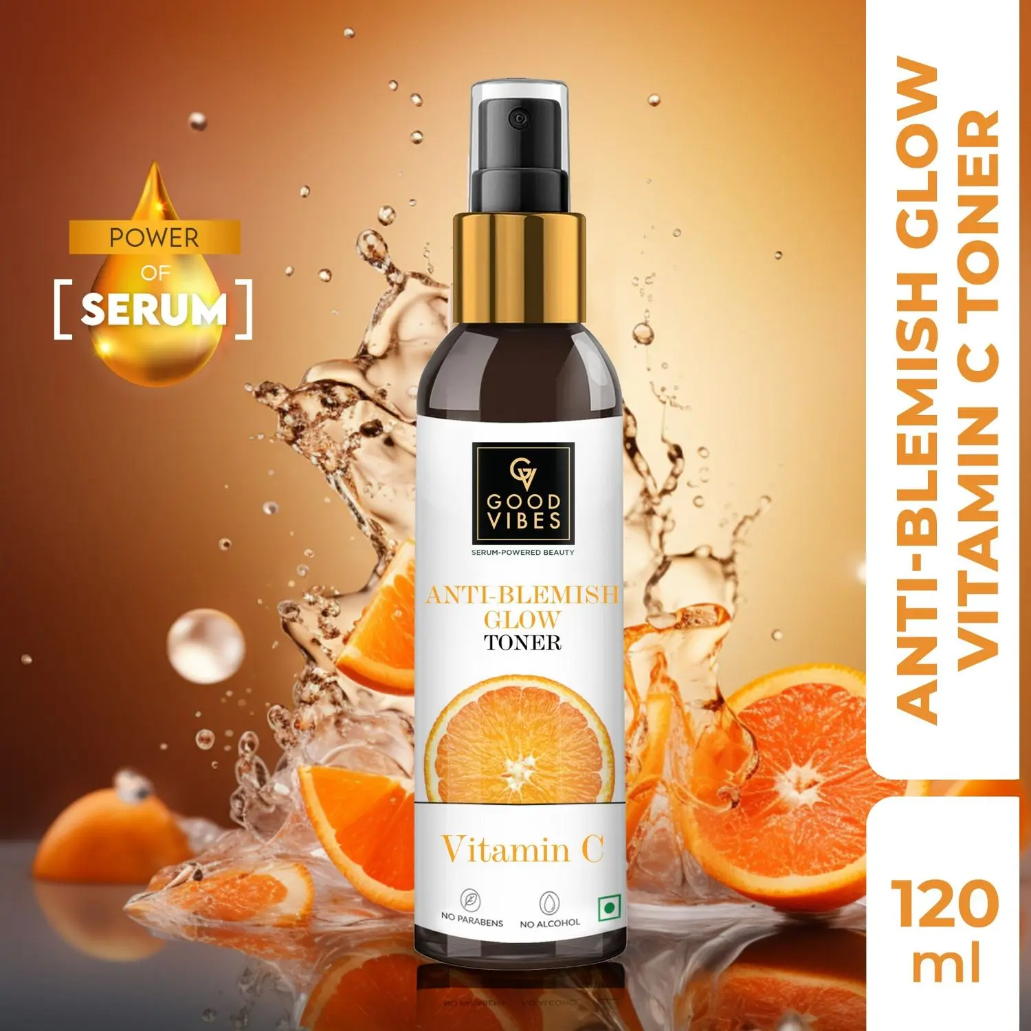 Good Vibes Serum Powered Beauty Anti Blemish Glow Toner Vitamin C with Power of Serum | No Parabens, No Animal Testing, Vegan, No Mineral Oil, No Sulphates (120 ml)