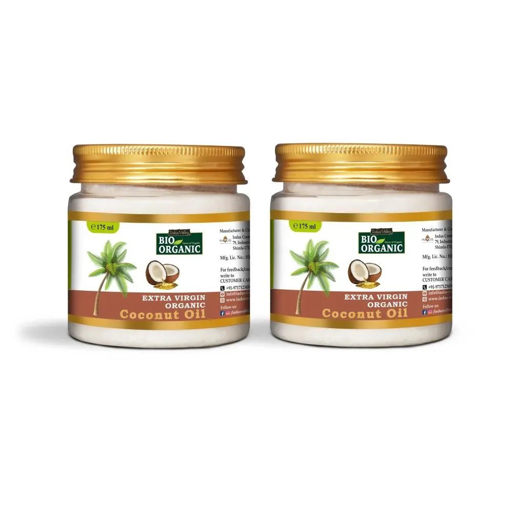 Indus Valley Bio Organic Coconut Oil for Face Moisturizing, Hair, Skin & Body Care- Pack of 2