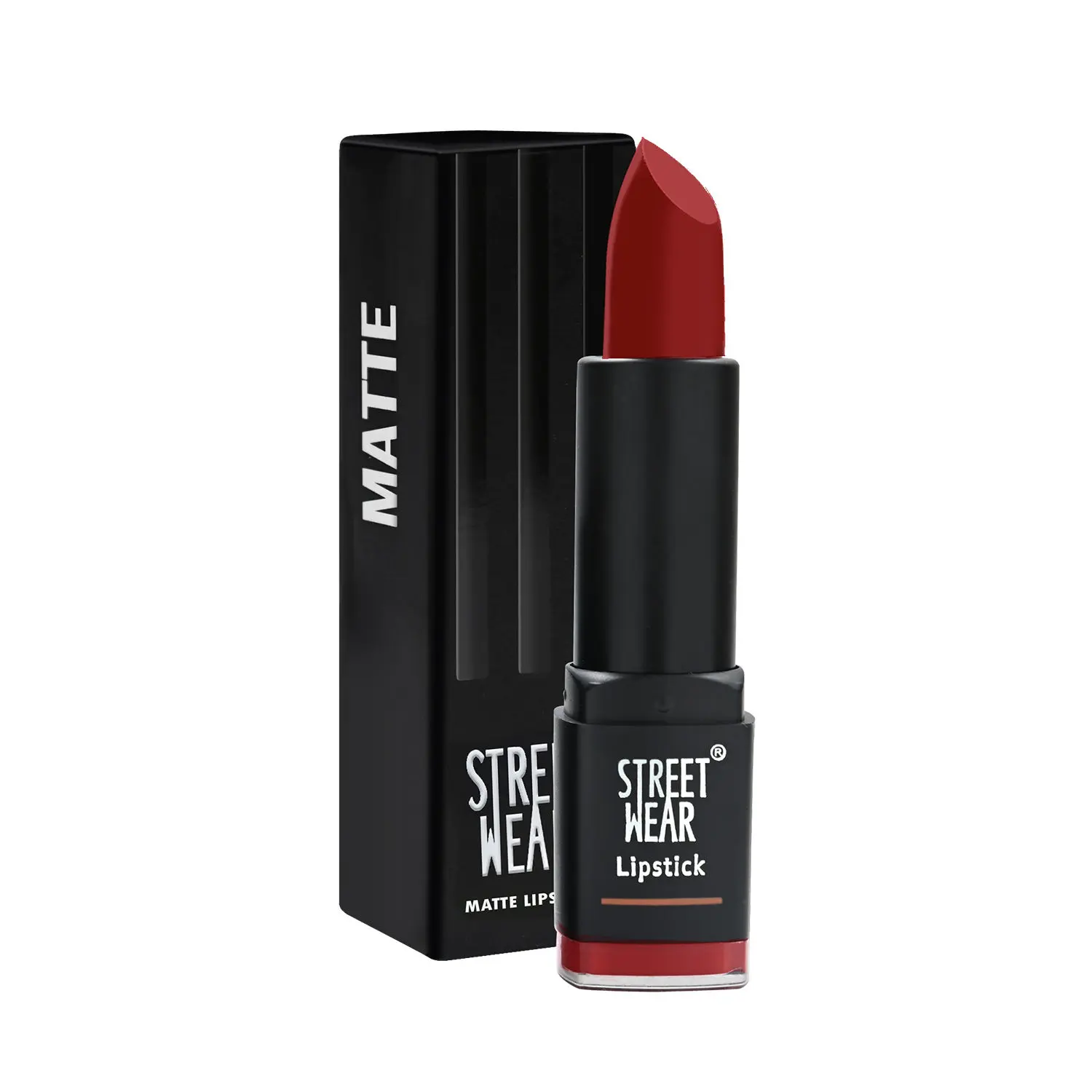 STREET WEAR® Matte Lipstick -POWER RED (Red/Maroon) - 4.2 gms -Longwear, Velvety texture, Fade-resistant, High Color payoff, Lightweight Matte Lipstick, Plant-based Canuuba wax, Paraben-free