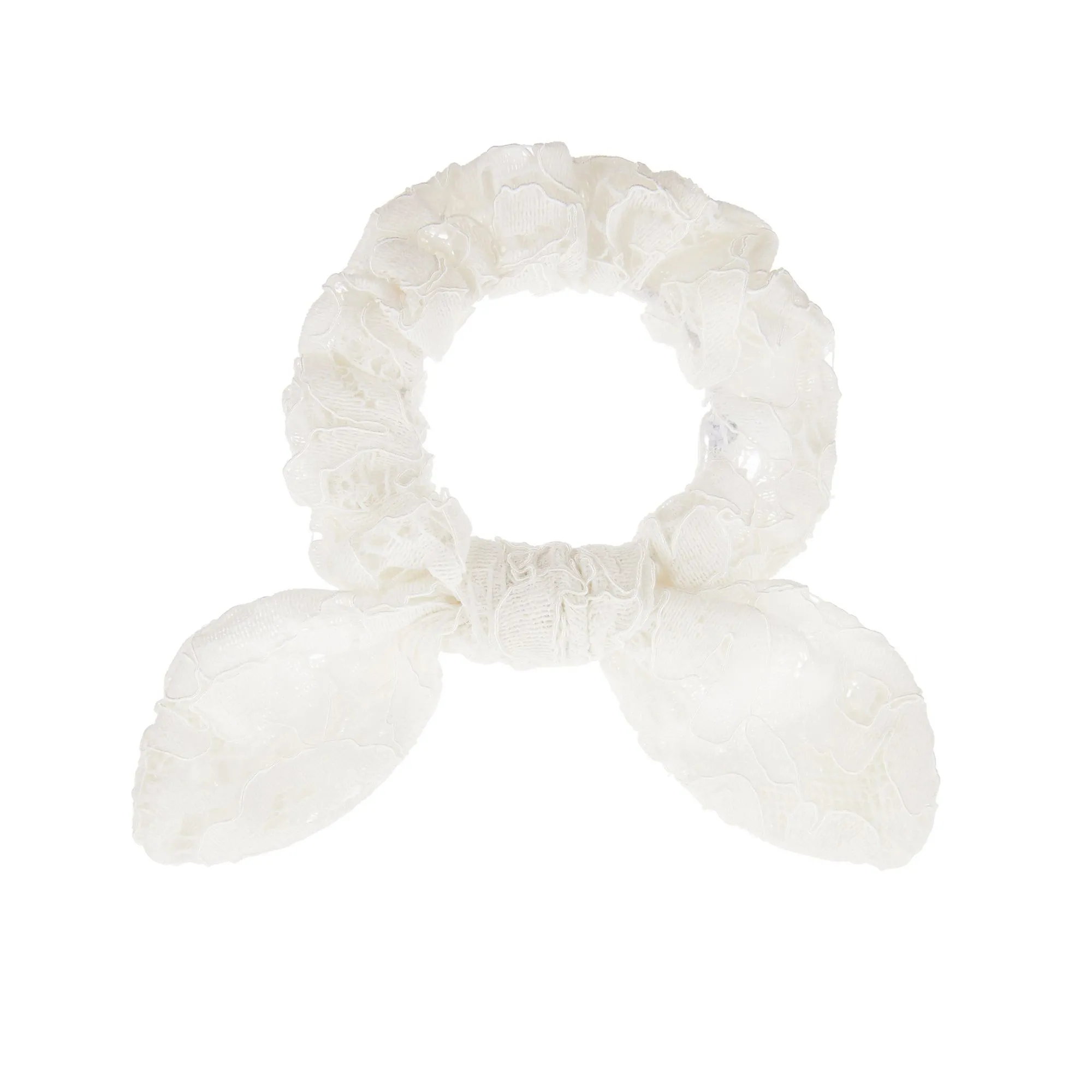 Accessorize London Women's White Crochet Bunny hair Scrunchie