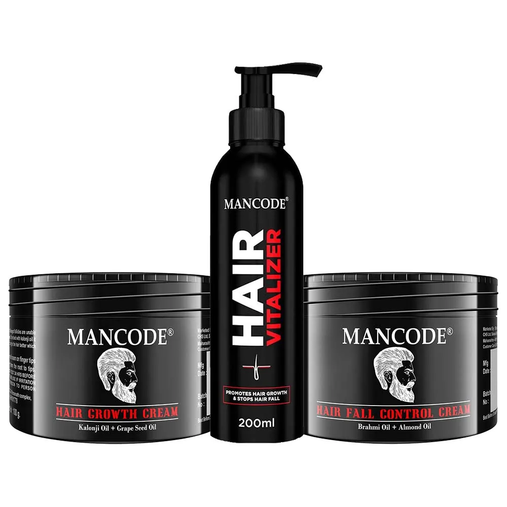 Mancode Hair Fall Control Cream, Hair Vitalizer And Hair Growth Cream (Pack Of 3)