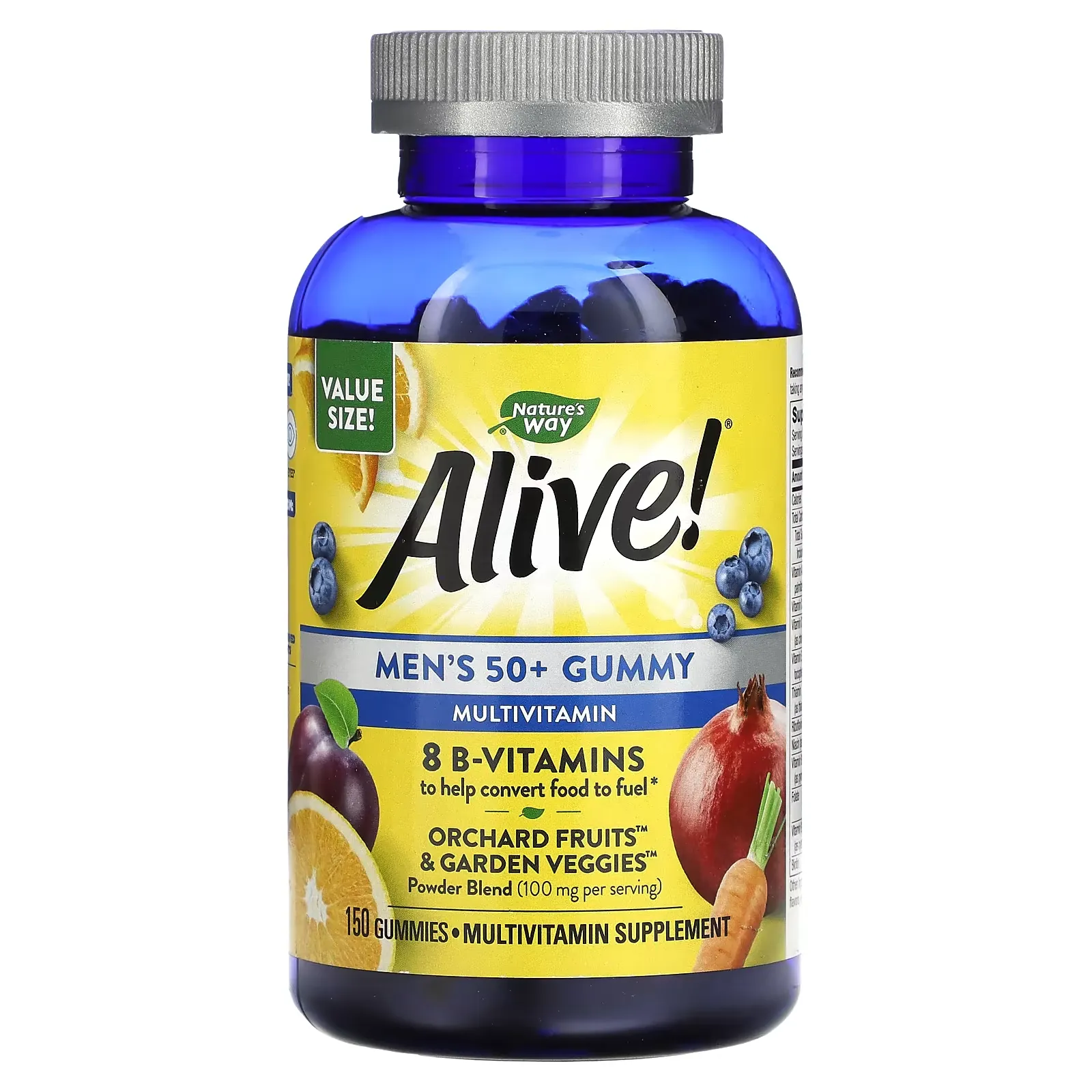 Alive! Men's 50+ Gummy Multivitamin, Fruit Flavors, 150 Gummies