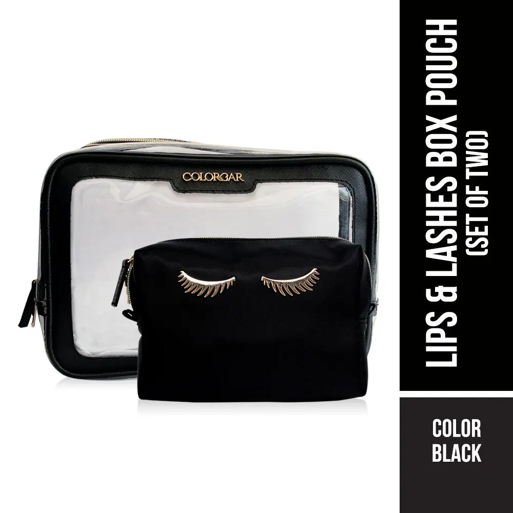 Colorbar Lips & Lashes Box Pouch (Set Of Two) - Black