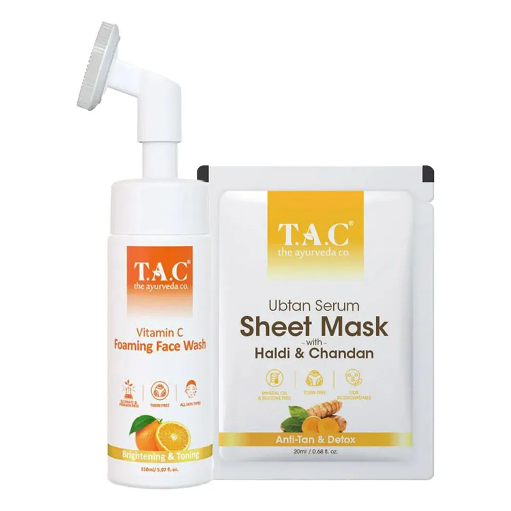 TAC - The Ayurveda Co. Ubtan Face Serum Sheet Mask & Foaming Face Wash