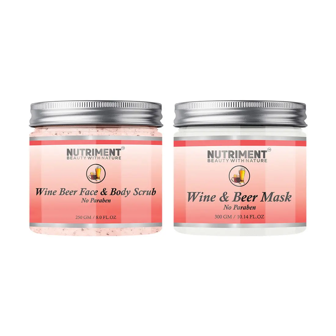 Nutriment Wine Beer Scrub 250gm and Wine Beer Mask 300gm Each (Pack of 2)