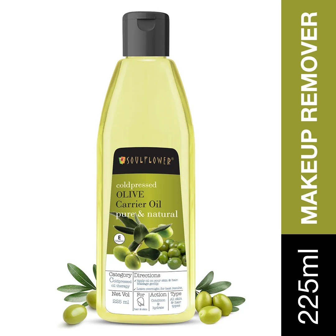 Soulflower Olive Oil, Makeup Remover Pure, Natural Conditioning of Skin, Lips & Hair Oil