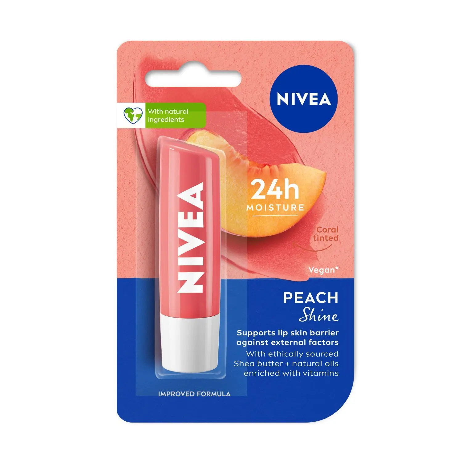 Nivea Lip Balm, Fruity Peach Shine (4.8 g)