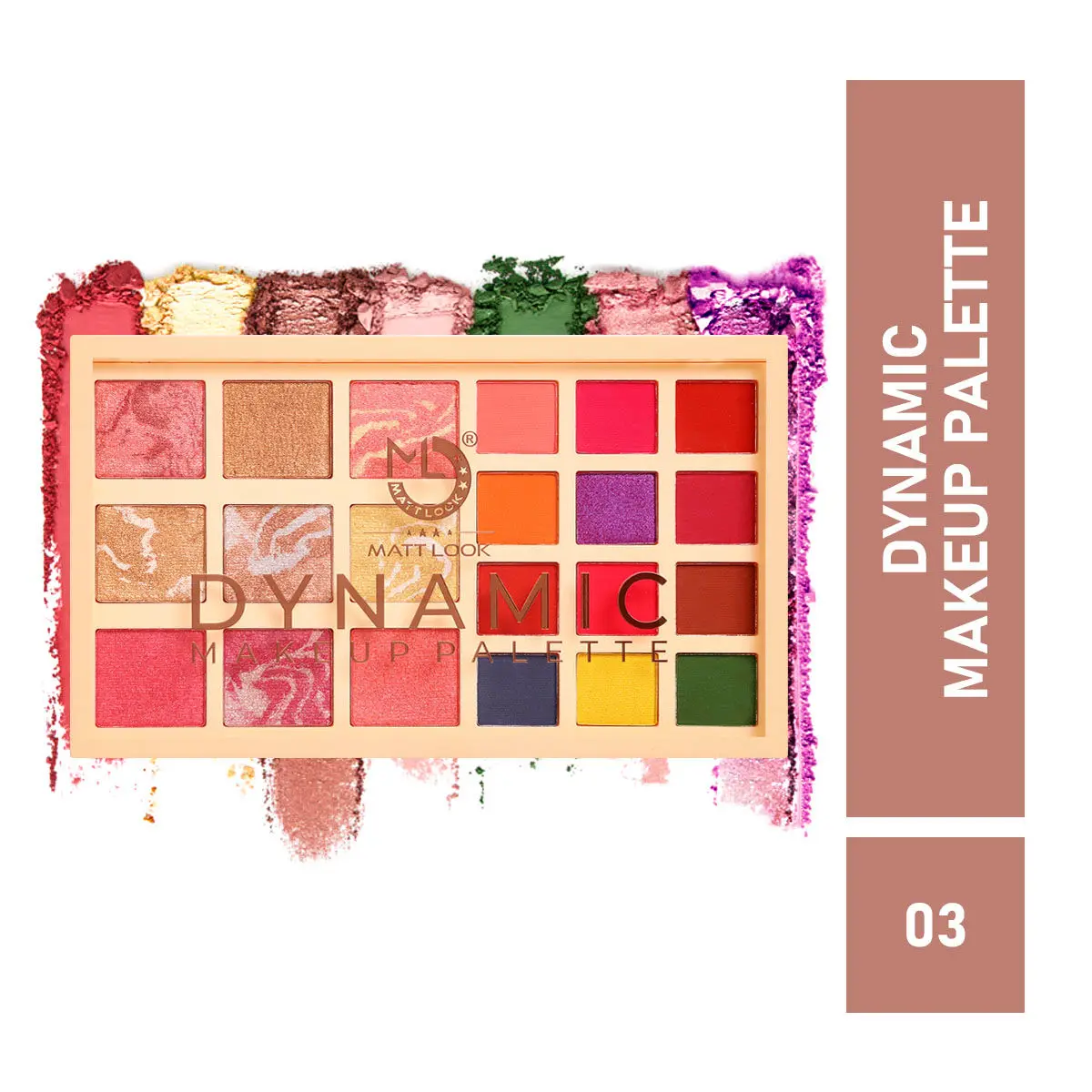 Mattlook Dynamic Makeup Palette, 12 Eyeshadows, 9 Baked Highlighters & Blushers, Long Lasting Waterproof Durable Highly Pigmented, Gift for Women, Multicolor-03 (23g)