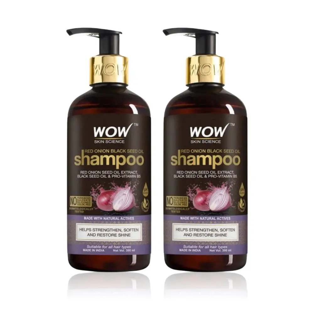 WOW Skin Science Red Onion Black Seed Oil Shampoo (300 ml) Pack Of 2