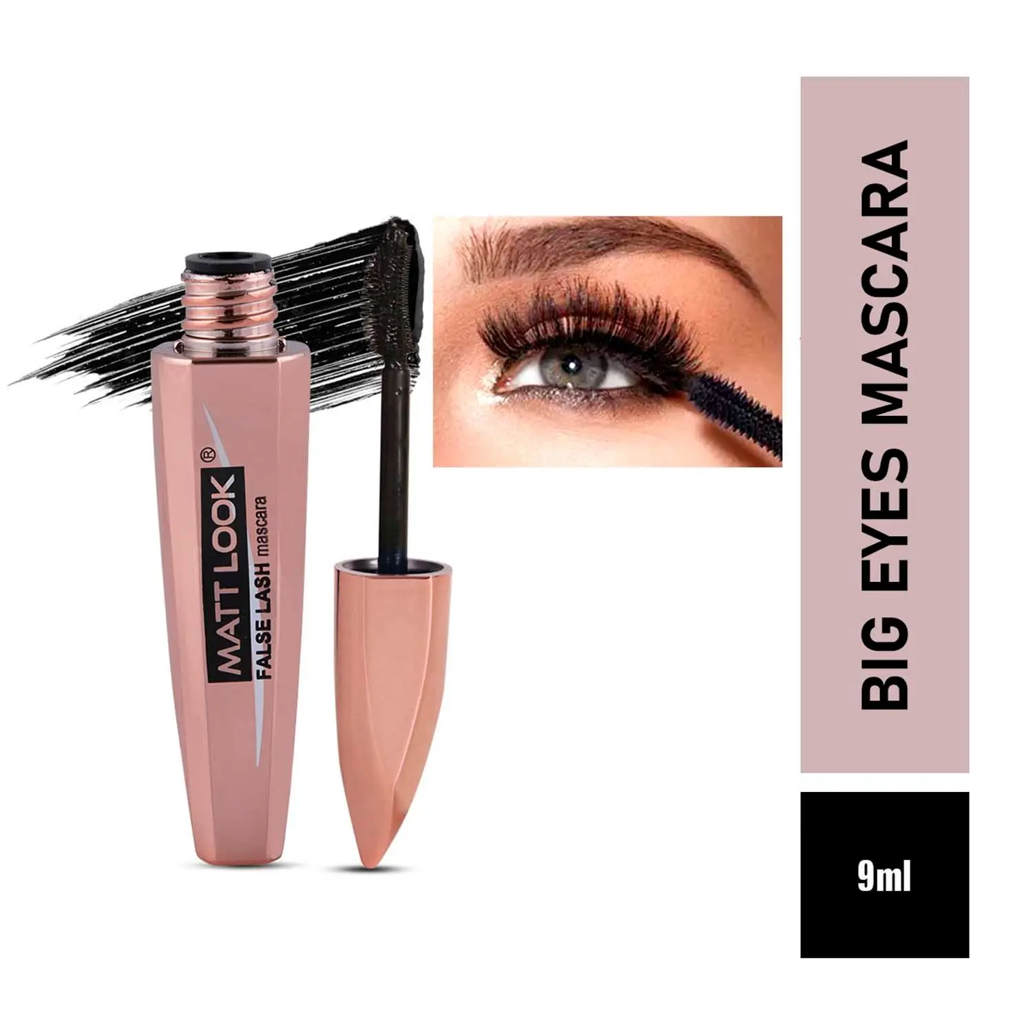 Matt look Eye Makeup Curl & Volume Waterproof False Lash Mascara, Black (12ml)