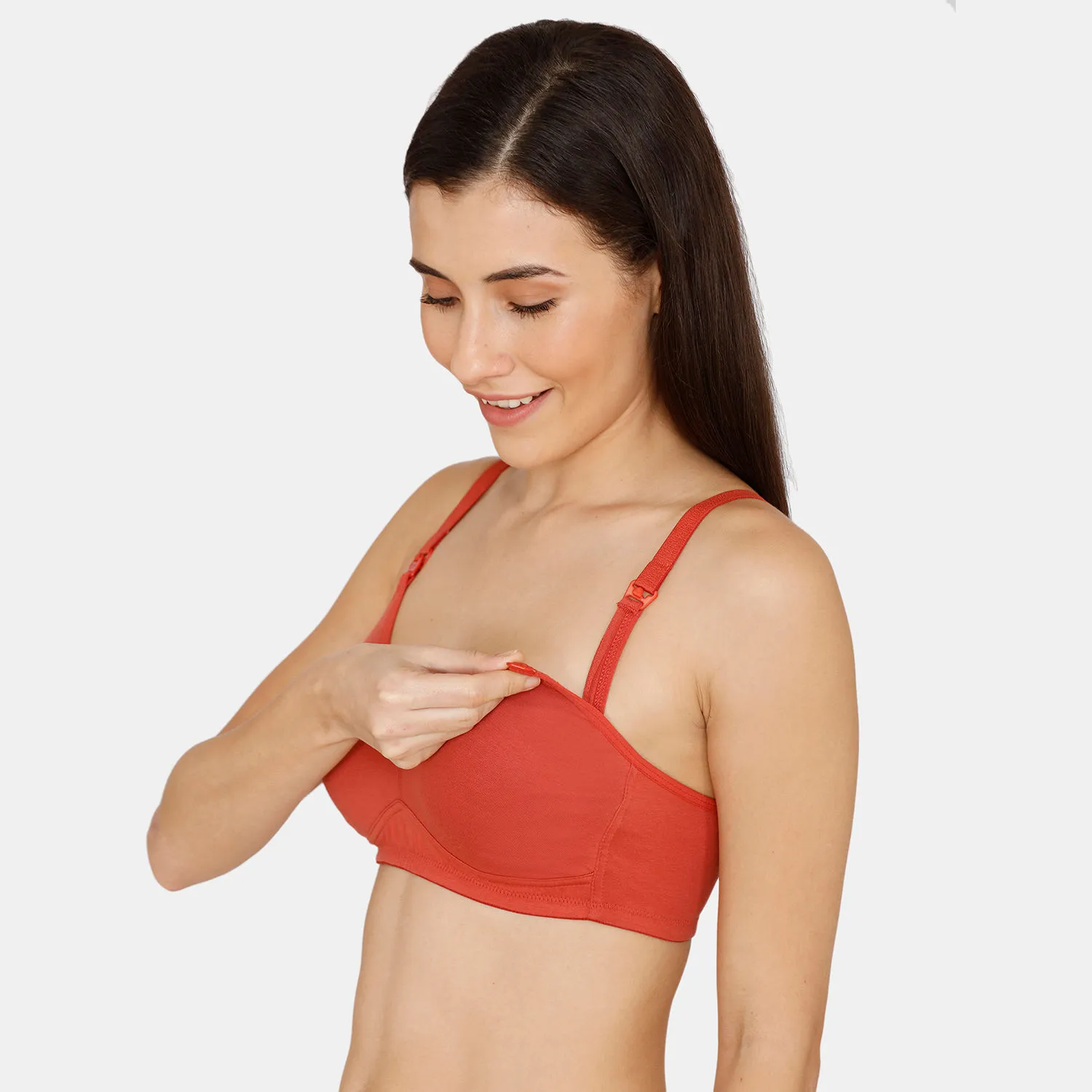 Zivame Double Layered Non Wired 3/4th Coverage Maternity / Nursing Bra - Dusty Cedar (42D)