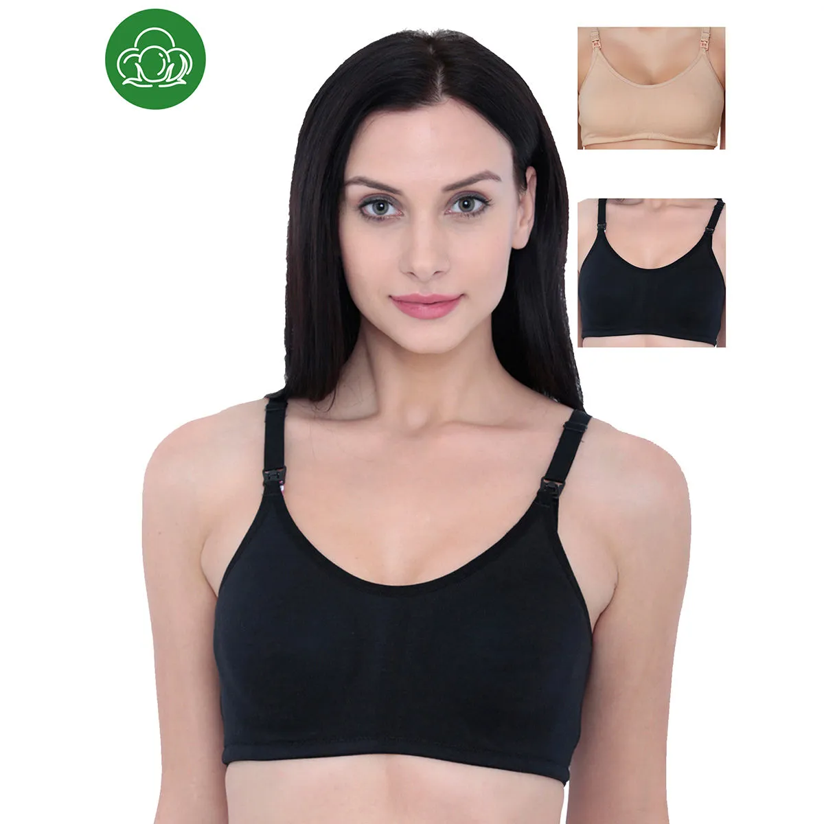 Inner Sense Organic Antimicrobial Soft Nursing Bra Pack of 3 - Multi-Color (34D)