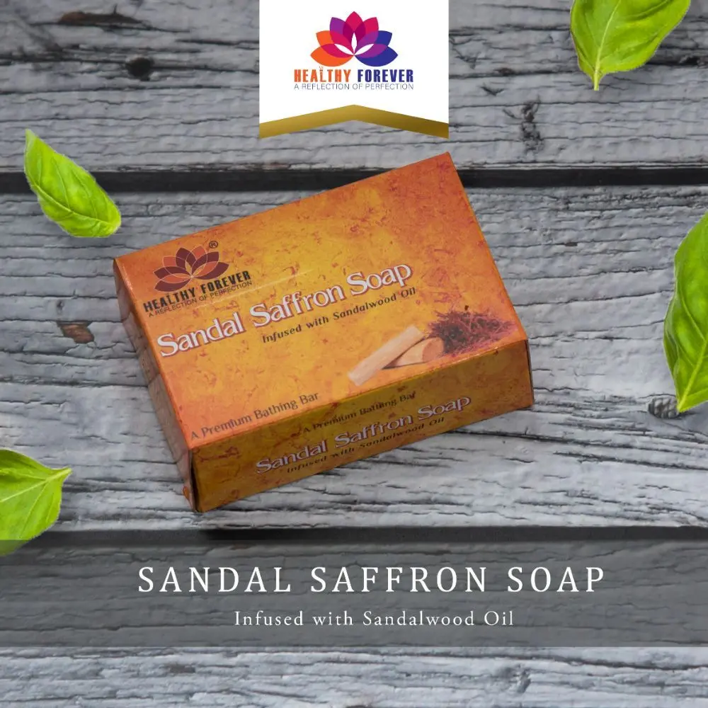 Healthy Forever Sulphate Parabens free Sandal Saffron Soap Enriched with Sandalwood oil for Acne 120 g