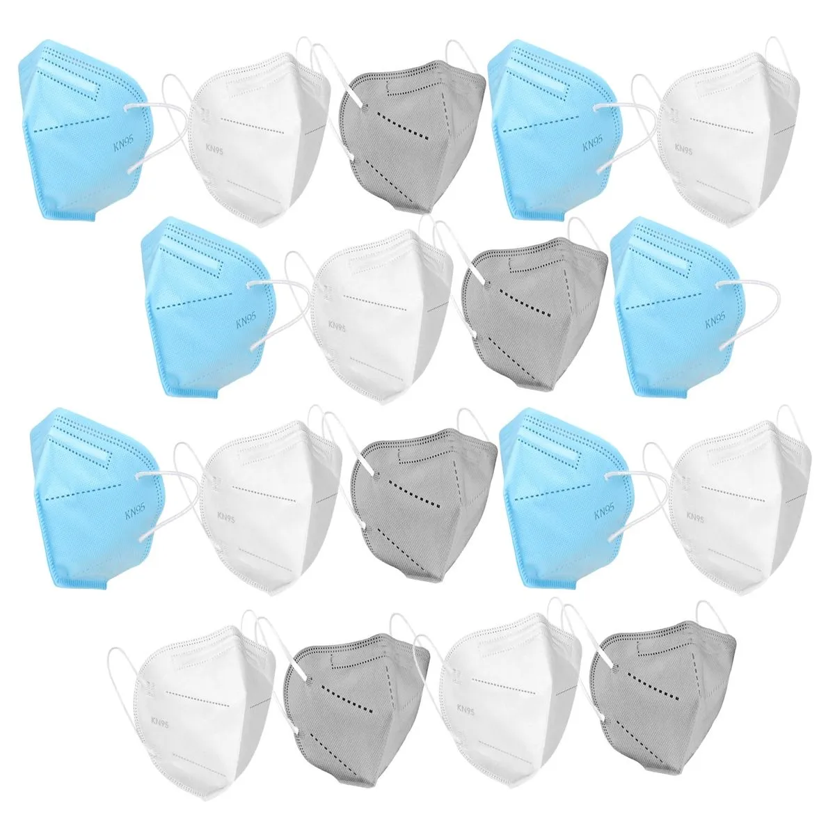 OOMPH Pack Of 18 Kn95/n95 Anti-pollution Reusable 5-layer Mask (blue,grey,white)