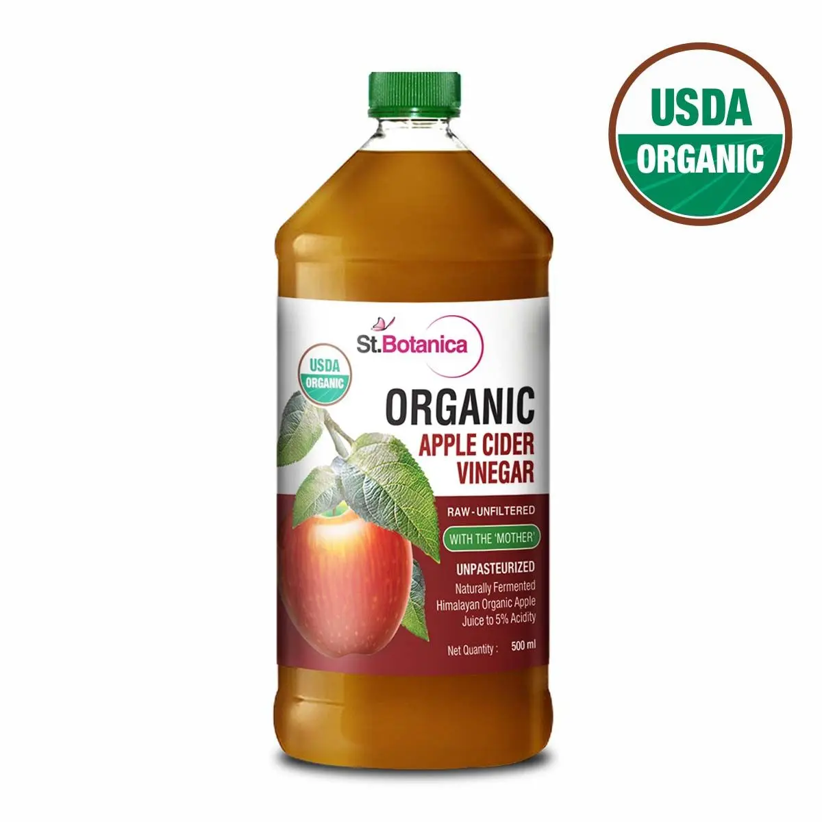 StBotanica USDA Organic Apple Cider Vinegar 500ml (Pet Bottle)