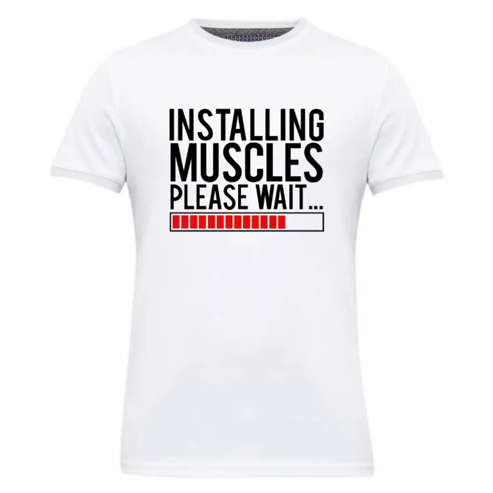 Gym Brute Installing Muscle T-Shirt,  White  Medium