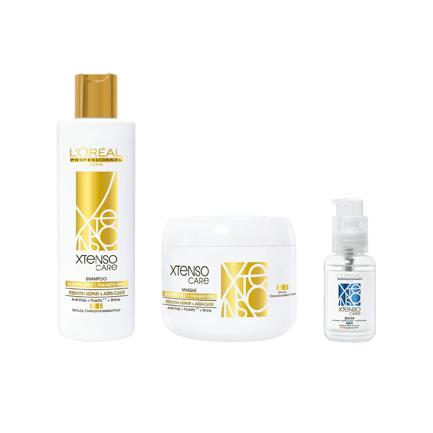 L'Oreal Professionnel Xtenso Care Shampoo + With Combo of Xtenso Care Mask + Xtenso Care Serum |With Pro-Keratin and Incell (250ml +250gm + 50ml)