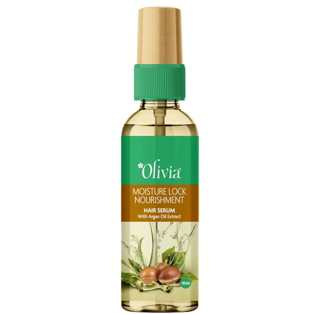 Olivia Moisture Lock Nourishment Hair Serum With Argan Oil-45ml for Men & Women - Instant Shine & Smoothness for Frizz Free Hair