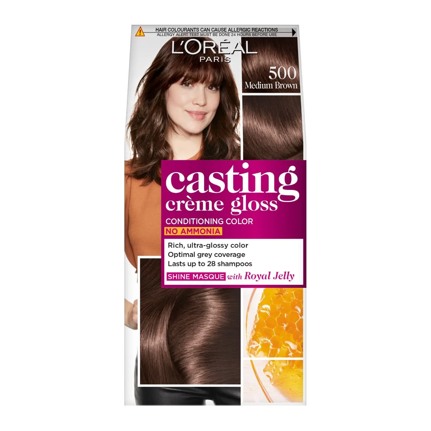 L'Oreal Paris Casting Creme Gloss Hair Color, 500 Medium Brown, 87.5g+72ml