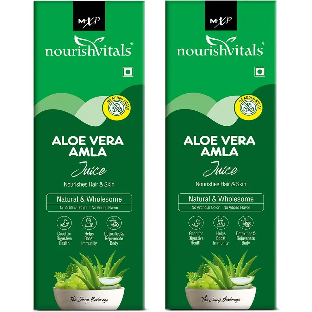 NourishVitals Aloe Vera Amla Juice,  Unflavoured (Pack of 2)  500 ml