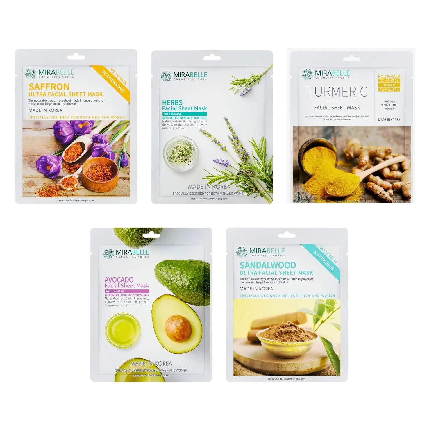 Mirabelle Bright skin Facial Sheet Mask ( Pack of 5 )