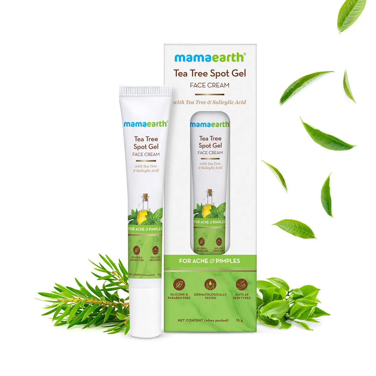 Mamaearth Tea Tree Spot Gel Face Cream with Tea Tree & Salicylic Acid For Acne & Pimples (15 g)