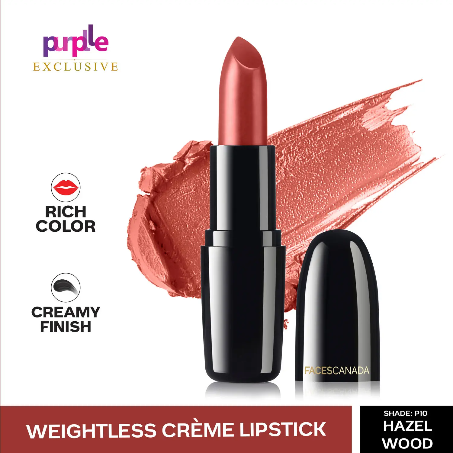 Faces Canada Weightless Creme Finish Lipstick Hazelwood P10 (4 g) - Exclusively on Purplle