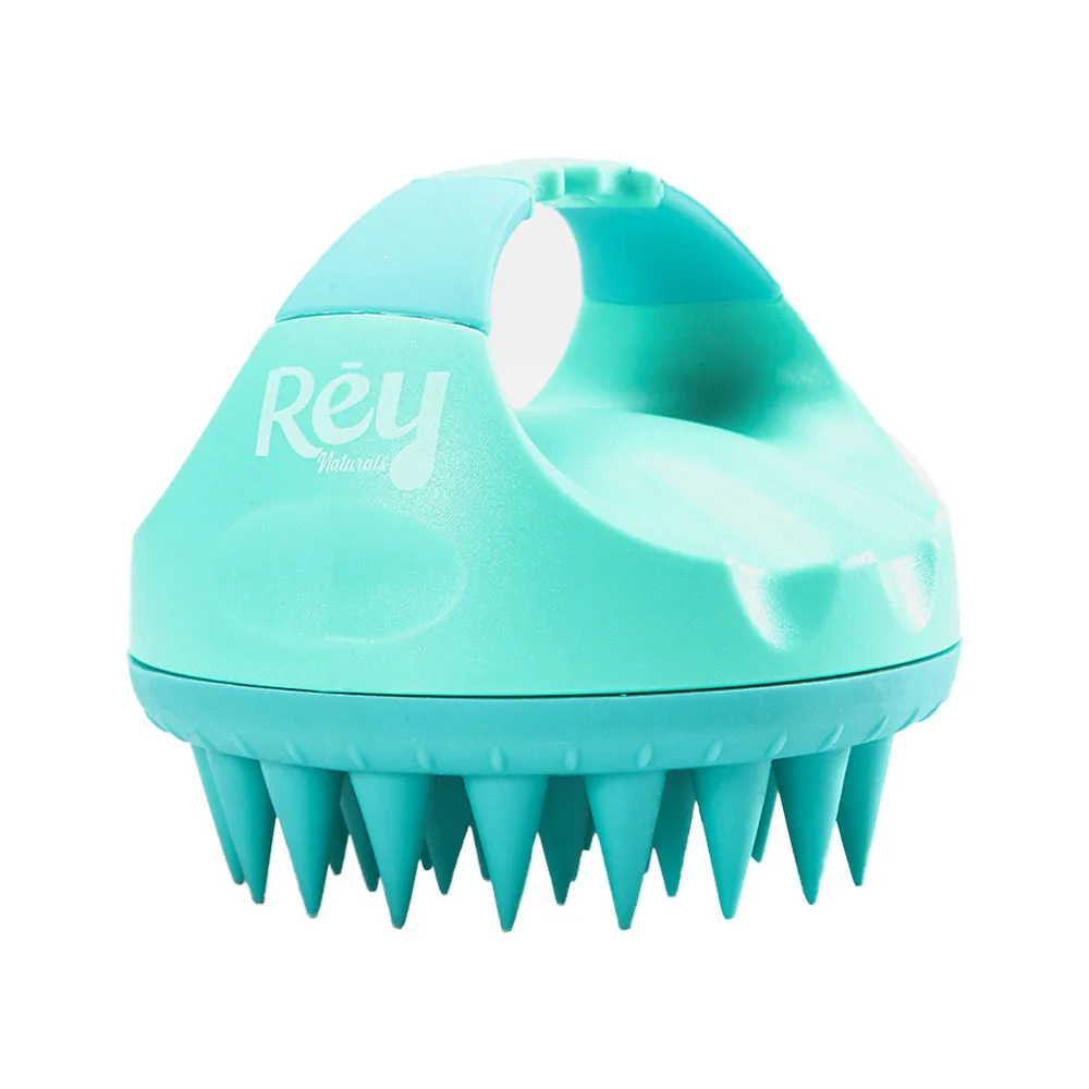 Rey Naturals Hair Scalp Massager Shampoo Brush with Long Soft Silicon Bristles - Green