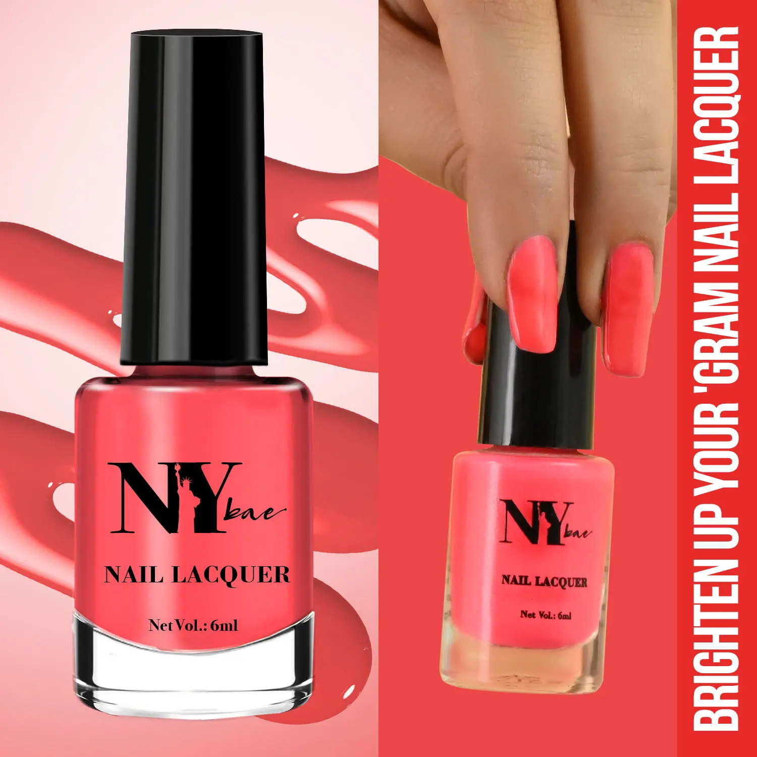 NY Bae Brighten up your 'gram Nail Lacquer Neon Pink 1