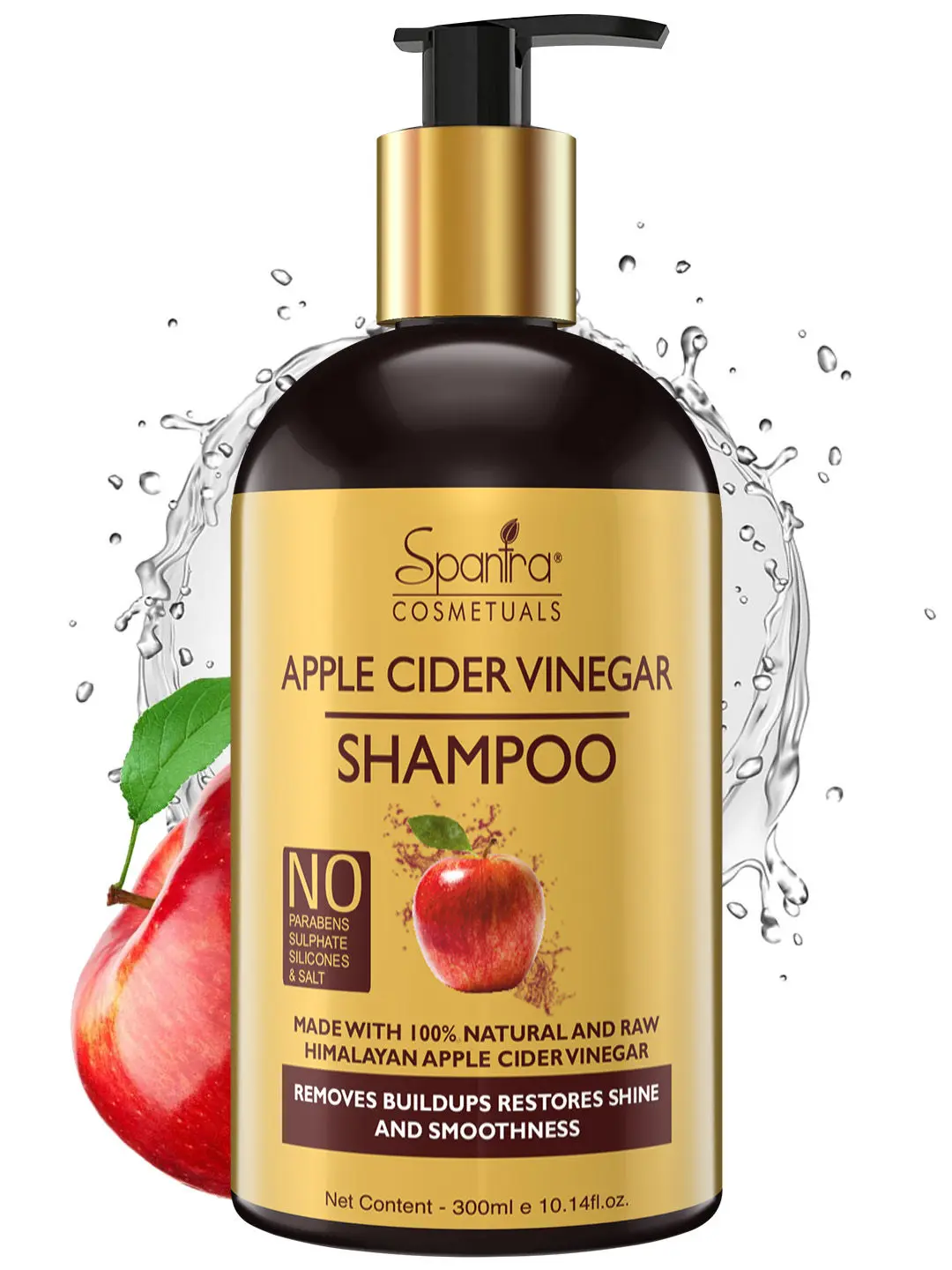 Spantra Apple Cider Vinegar Shampoo for Removes buildups restores shine and smoothness, 300ml