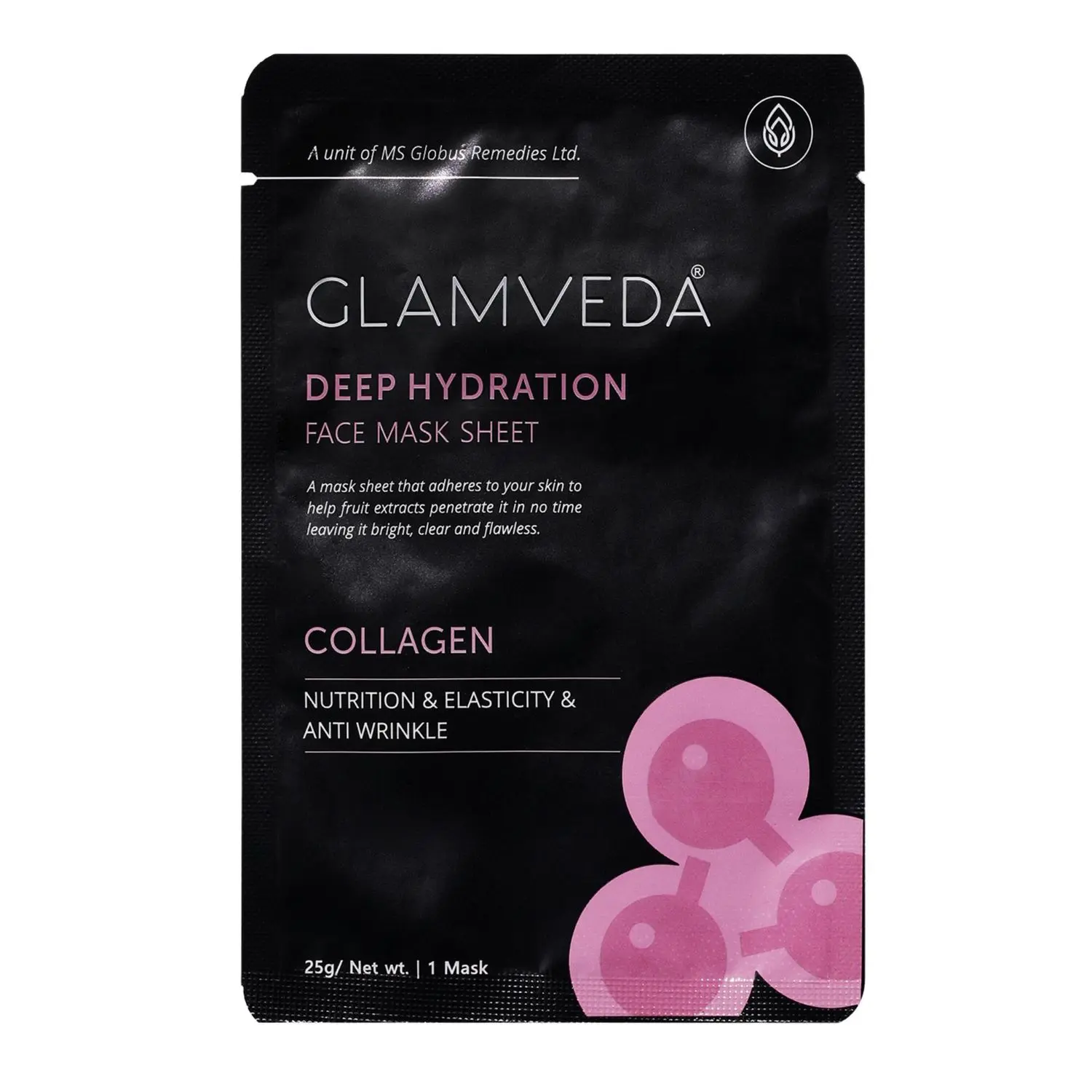 Glamveda Collagen Deep Hydration, Nutrition & Elasticity & Anti- Wrinkle Face Mask Sheet (25 g)