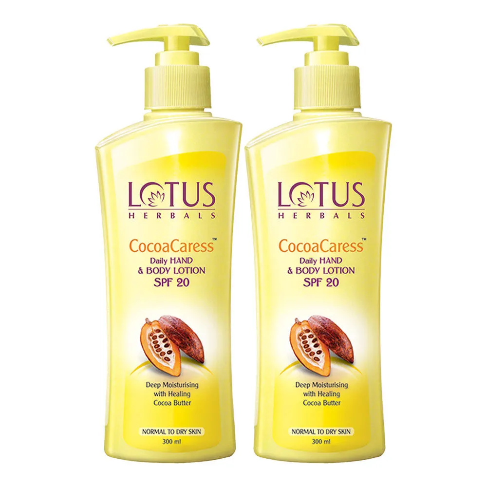 Lotus Herbals Cocoa Caress Daily Hand & Body Lotion SPF 20 - Pack of 2