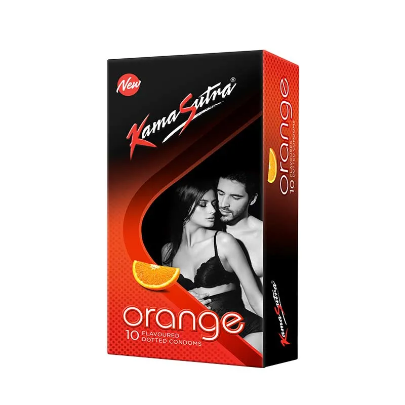 Kamasutra Orange Dotted Condoms - 10pcs