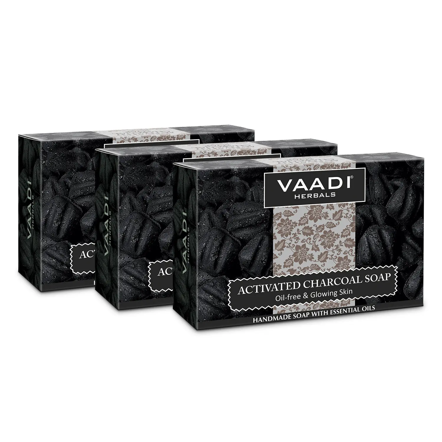 Vaadi Herbals Value Pack of 3 Activated Charcoal Soap (3 X 75 g)