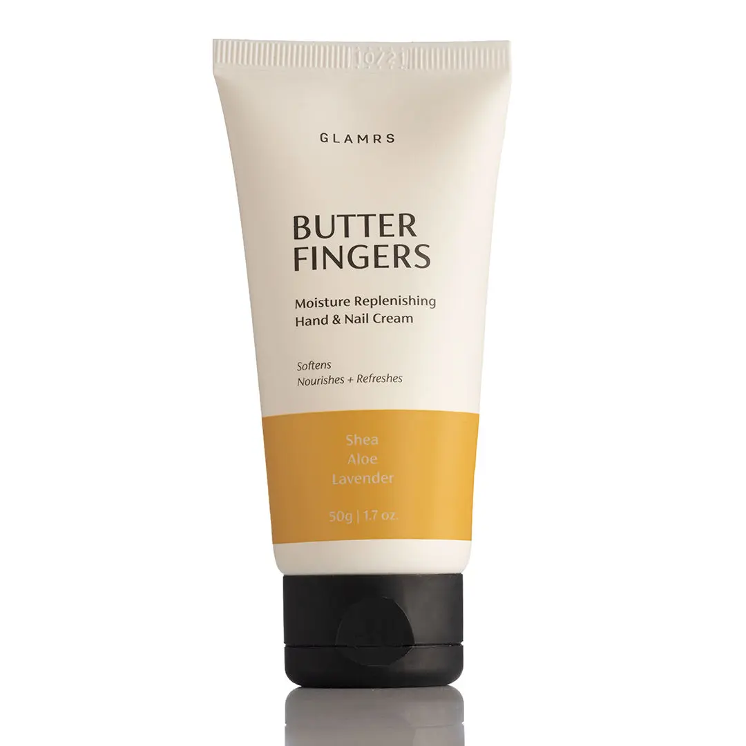 Glamrs BUTTER FINGERS Moisture Replenishing Hand & Nail Cream with Aloe Vera, Shea Butter and Lavender Oil for Rough and Dry Hands (50 g)