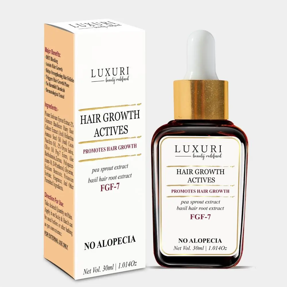 LUXURI Hair Growth Actives Serum, Hair Growth Activator With FGF-7- Promotes Hair Growth, Revitalizing, Beneficial in Alopecia - 30ml