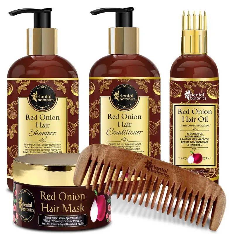 Oriental Botanics Red Onion Hair Shampoo + Conditioner + Hair Oil + Hair Mask + Neem Comb