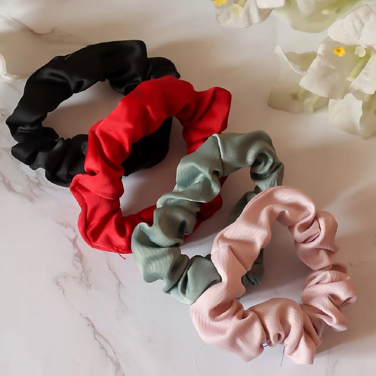 Bellofox Solid Satin Scrunchies