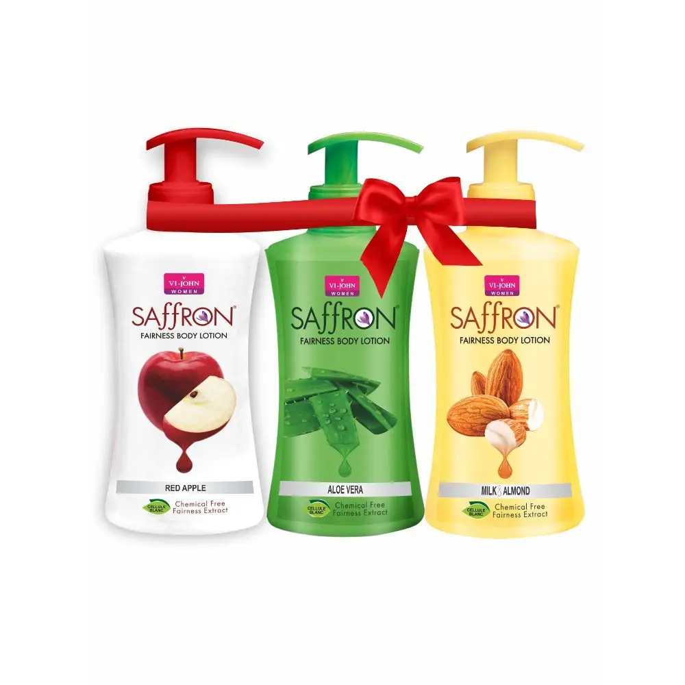 VI-JOHN Body Lotion Milk & Almond,Aloevera & Red Apple All Skin Types 250ml Eack (Pack of 3)