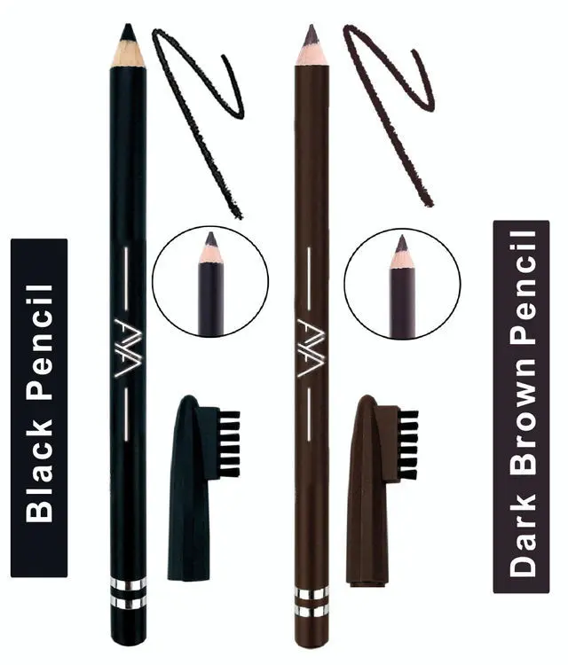 AYA Waterproof Eyebrow Pencil With Brush (Black And Dark Brown)