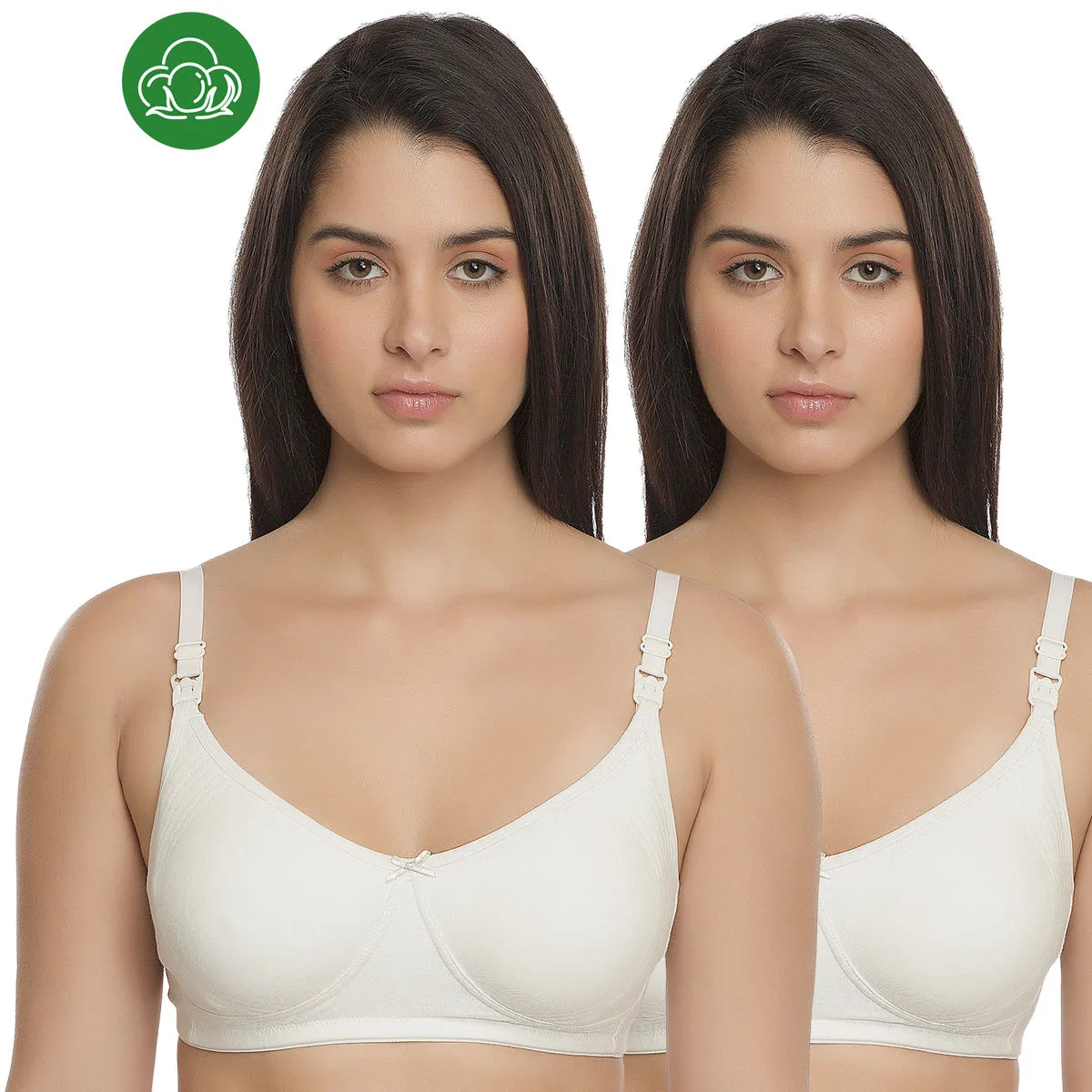 Inner Sense Women's Full Cup Nursing Bra Pack of 2 - White (36B)