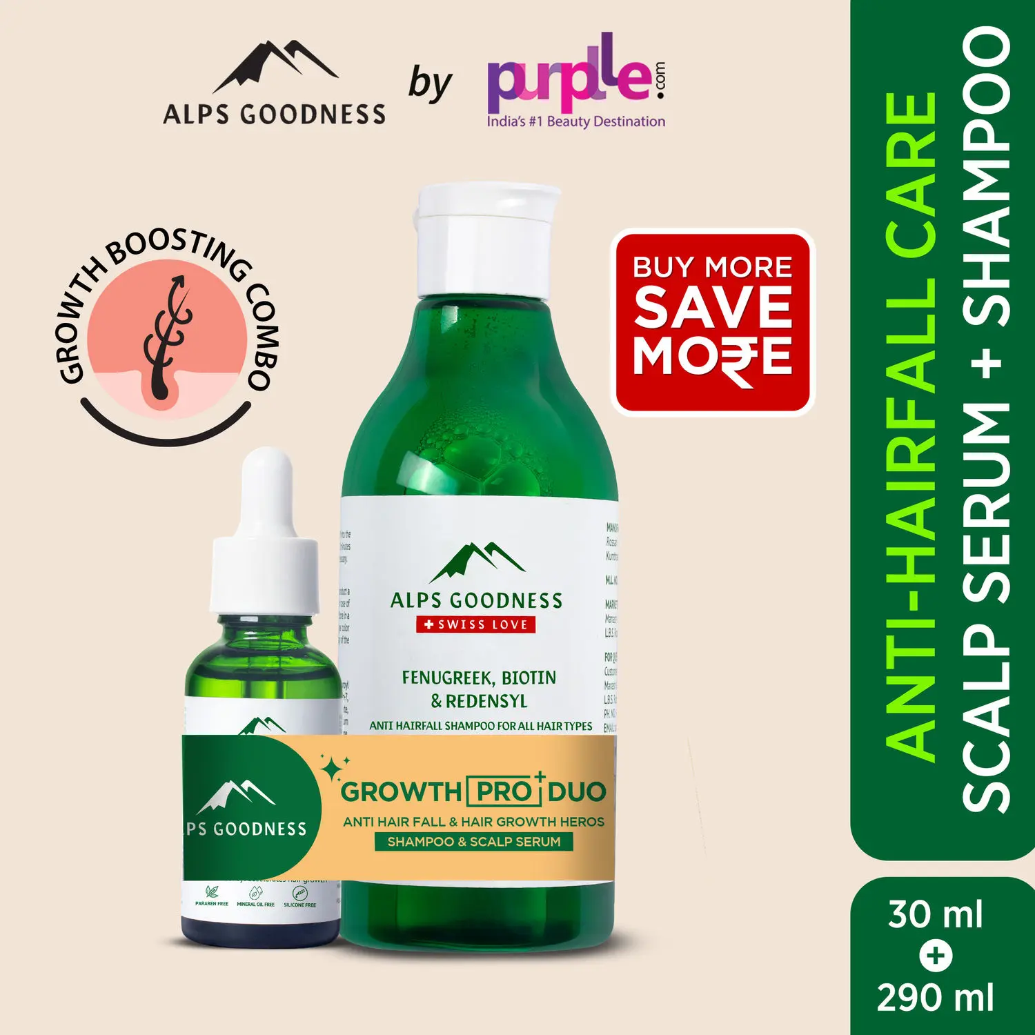 Alps Goodness Growth Pro+ Duo Scalp Serum + Shampoo | Anti Hair Fall & Hair Growth Heros | Anti Hair Loss Kit For Men & Women