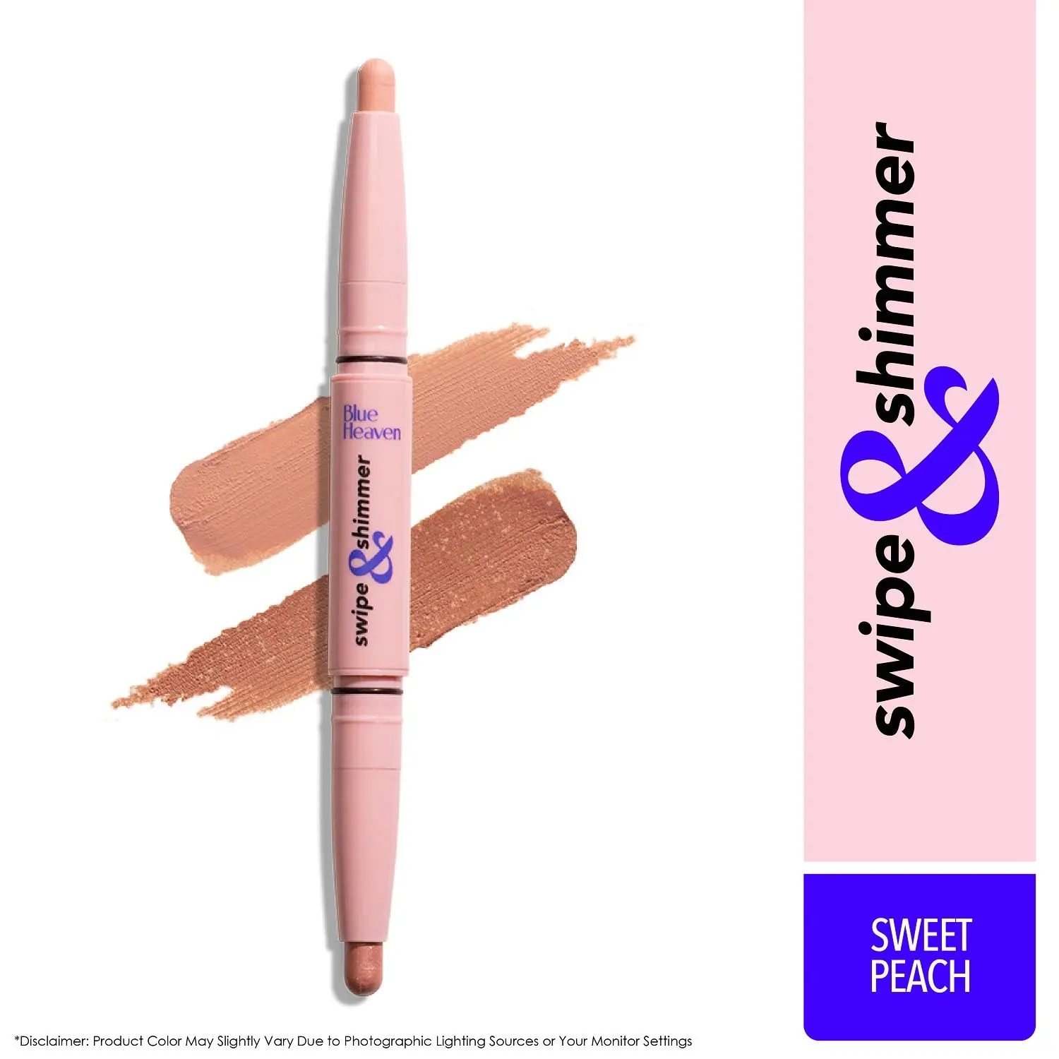 Blue Heaven Swipe & Shimmer Long Lasting Non Transfer Eyeshadow Stick | Matte & Matallic Shades , Sweet Peach (3 g)