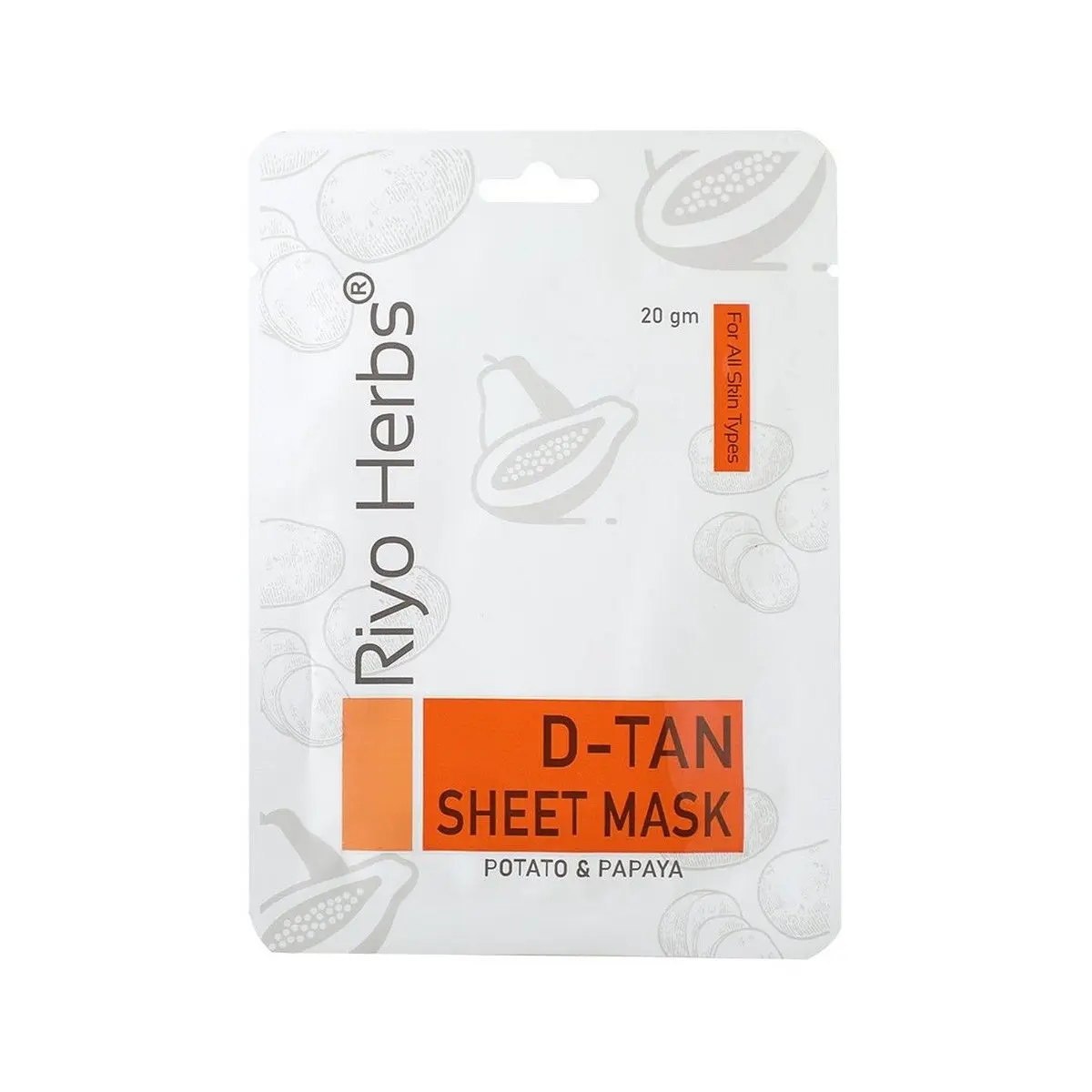 Riyo Herbs D-Tan Potato & Papaya Face Sheet Mask, 20gm