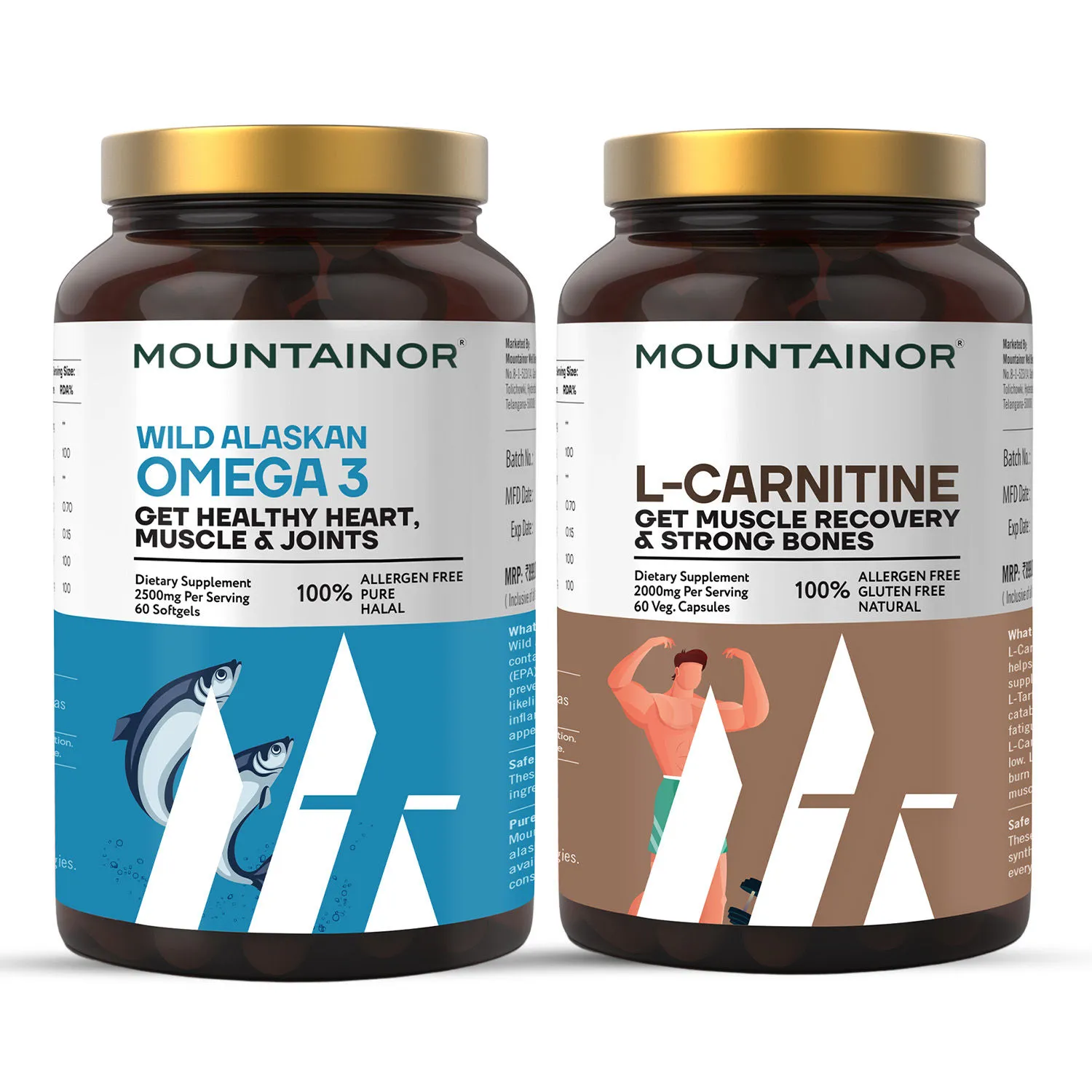 Mountainor L-Carnitien Capsules + Omega 3 Wild Alaska 2500mg Softgels