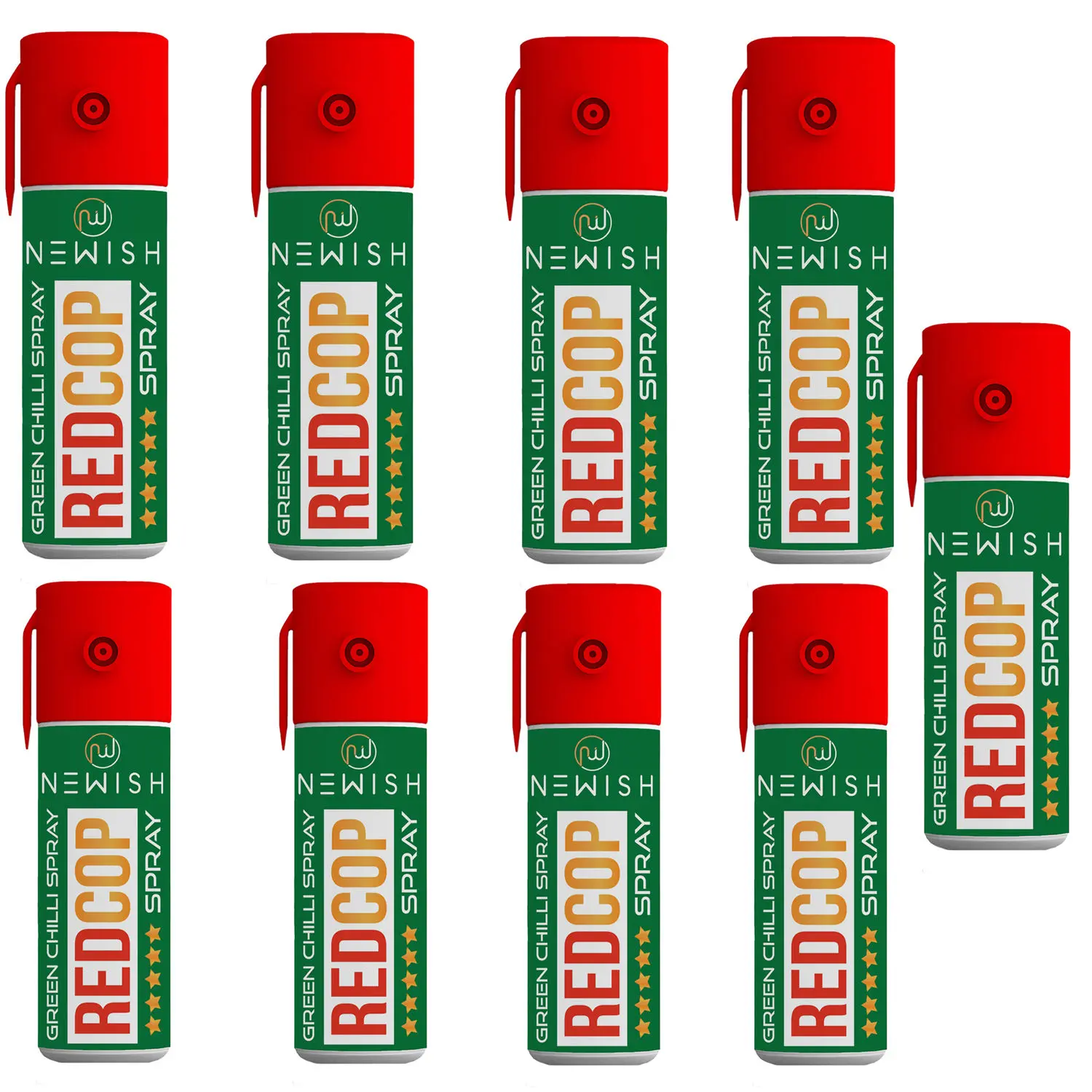 Newish Powerful Self Defence Green Chilli Pepper Spray For Protection & Safety (Pack of 9) For Men & Women 55ml / 35gms