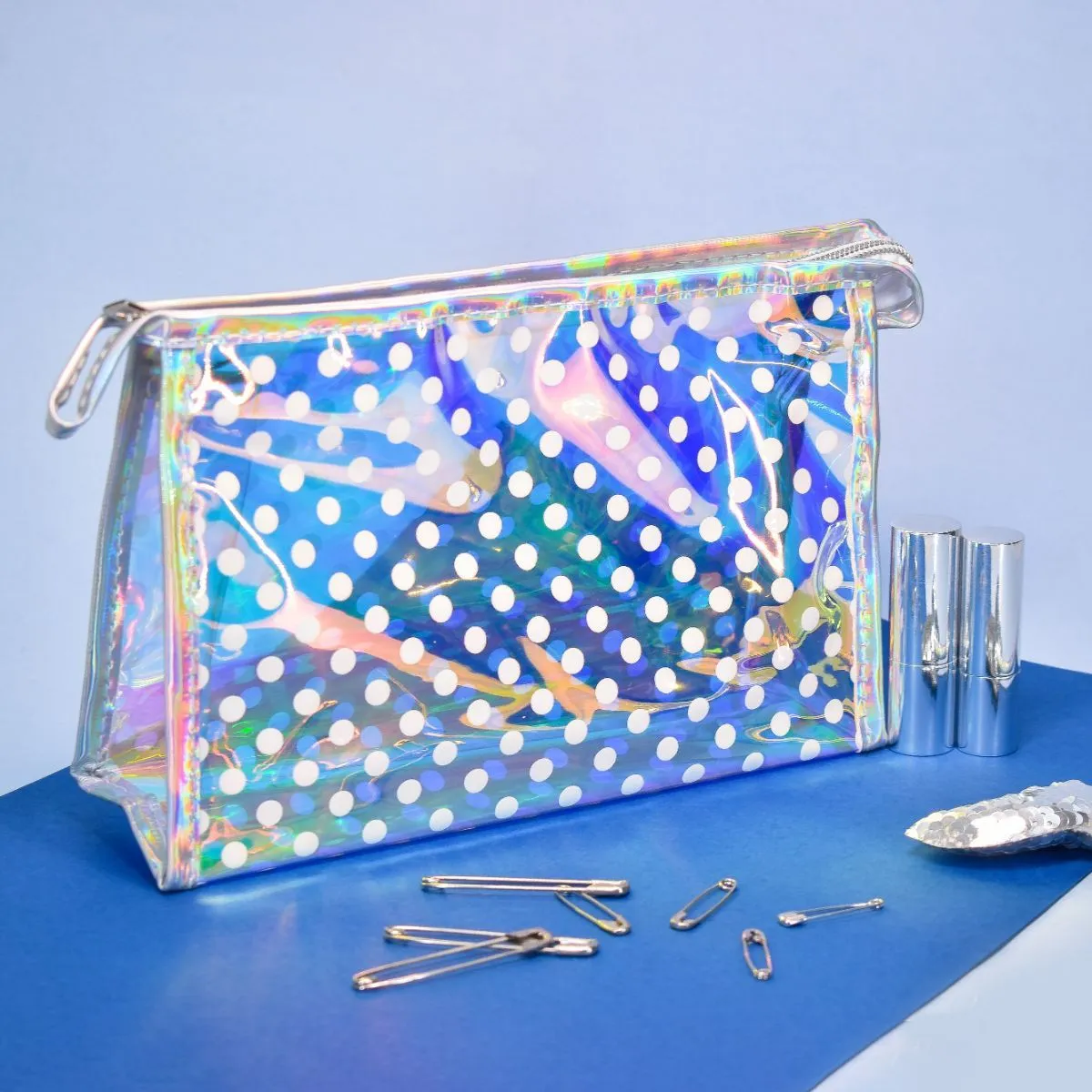 Visual Echoes Holographic Travel and Make up Pouch - Polka Dot