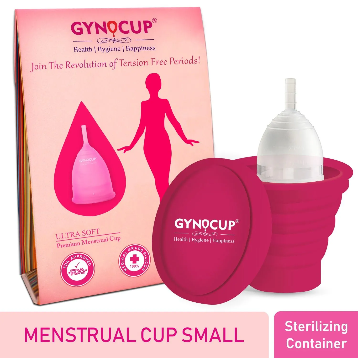 GynoCup Menstrual Cup For Women Transparent Large Size With Sterilizer Container (Combo)