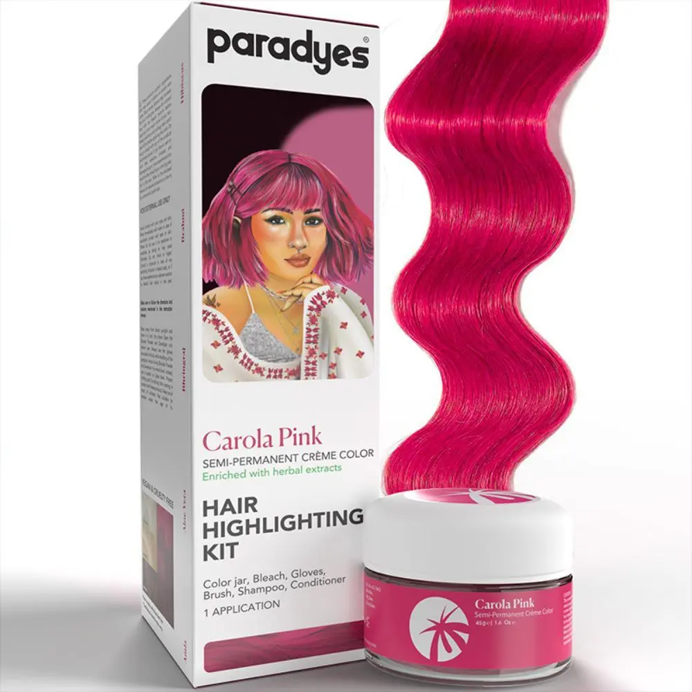 Paradyes Ammonia Free Semi-permanent Hair Color Highlighting Kit (Carola Pink)